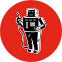 Robot, Red Circle Background Logo